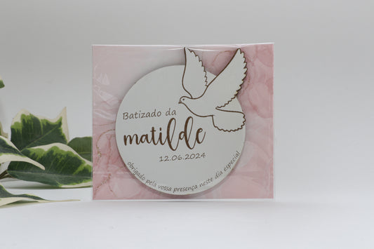 Lembrança de Batizado- Círculo com Pássaro