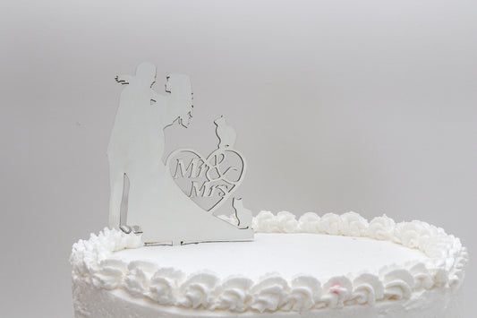 Topo de Bolo de Casamento - Mr&Mrs com Gatos