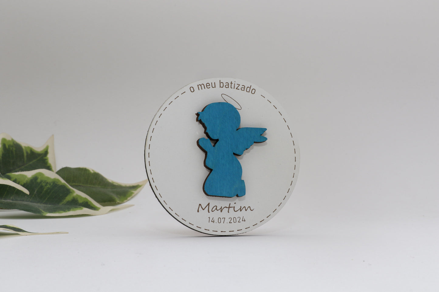 Lembrança de Batizado- Círculo com Anjo 3D