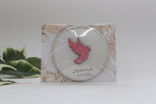 Lembrança de Batizado- Círculo com Pássaro 3D