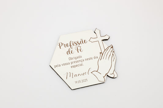 Lembrança de Profissão de Fé - Mãos e Cruz